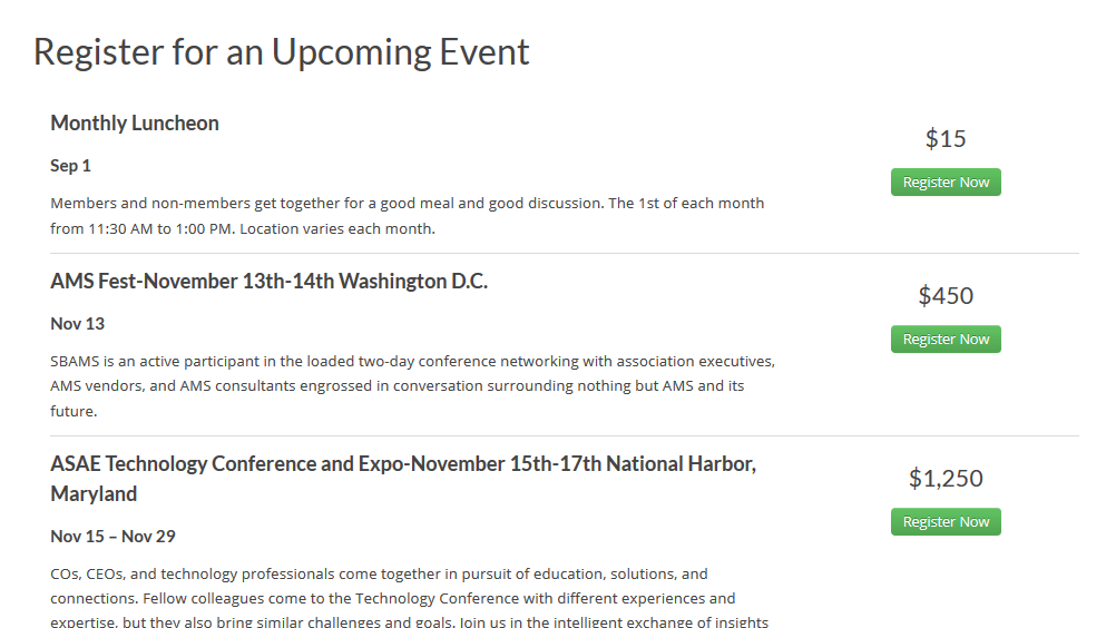 event calendar